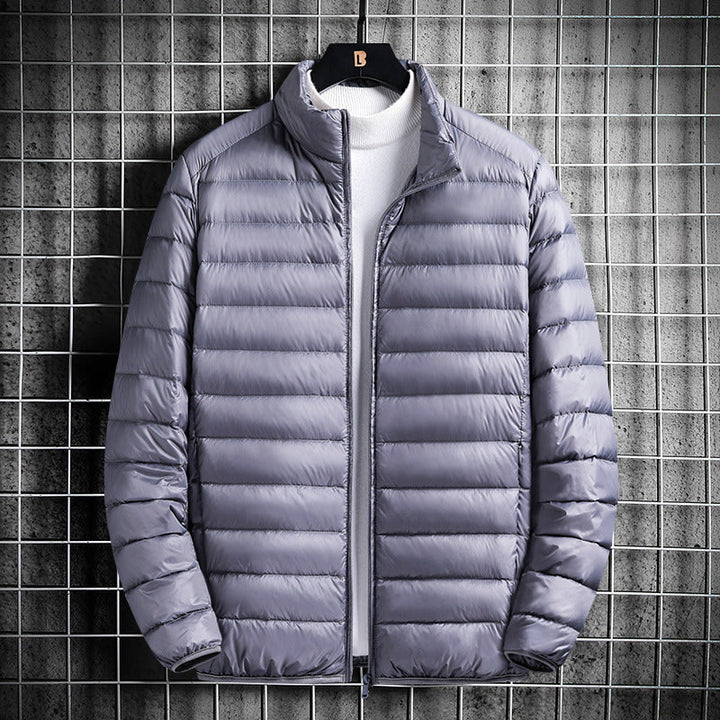 Men's Lightweight Quilted Insulated Padded Jacket with Stand-Up Collar and Pack Function Hudson & Parker