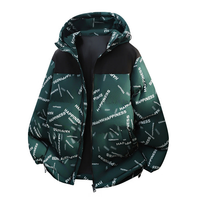 Unisex Oversize Padded Hoodie Jacket with Allover Print & Contrast Yoke Hudson & Parker