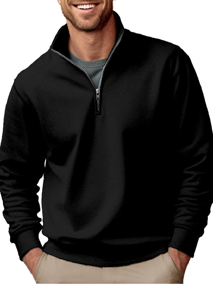 Men's half-zip sweatshirt with stand-up collar and soft fleece interior lining Hudson & Parker