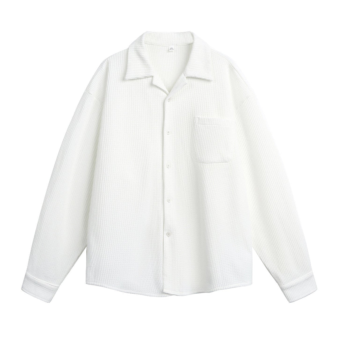 Unisex Comfortable Overshirt made of textured knit with shirt collar and chest pocket Hudson & Parker