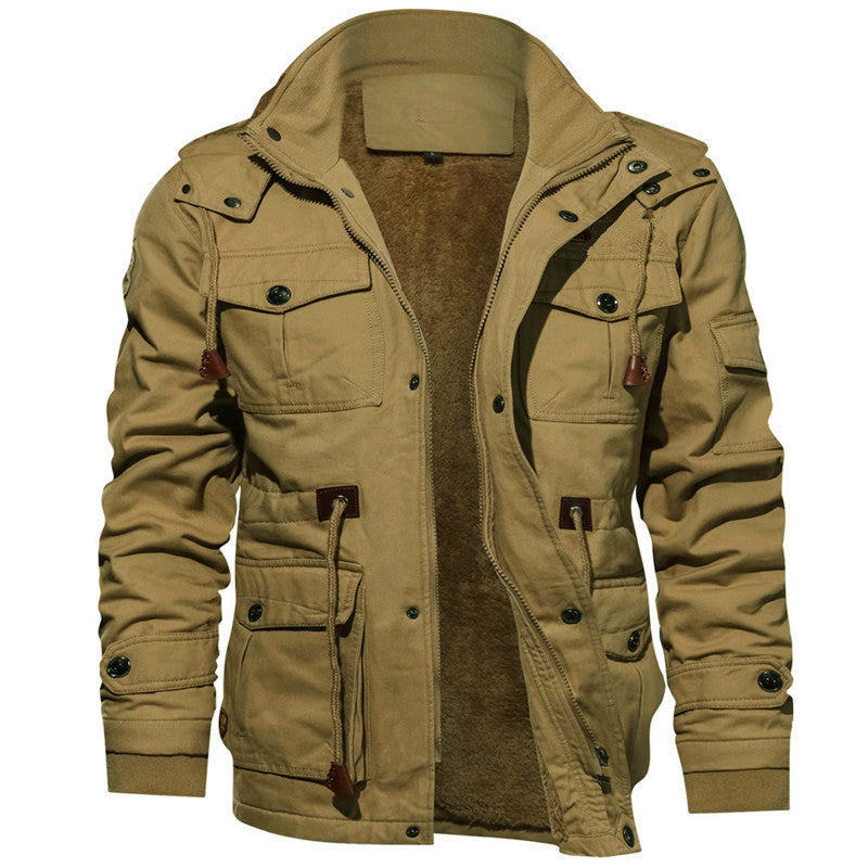 Men's Insulated Canvas Utility Parka with Teddy Fleece Lining and Multiple Pockets Hudson & Parker