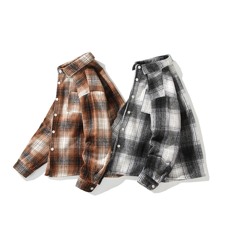 Men's Checkered Overshirt-Shirt Jacket made of Brushed Blend with Chest Pocket Hudson & Parker
