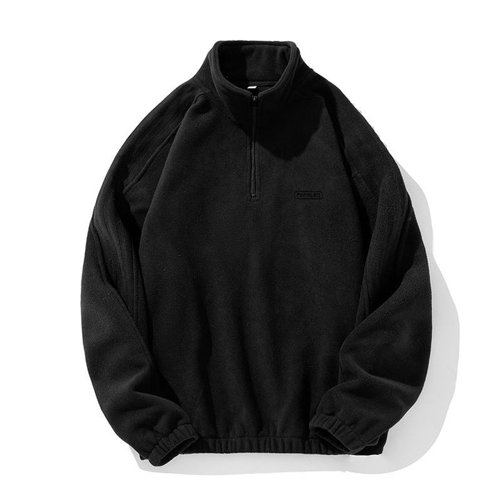 Unisex Fleece-Halfzip-Pullover with Stand-up Collar, Elastic Hem and Raglan Sleeves Hudson & Parker