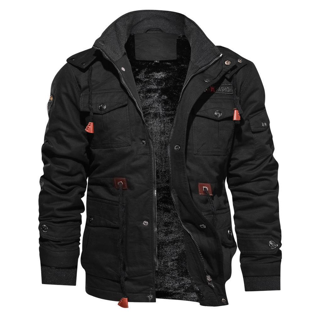 Men's padded field jacket made of canvas with hood and multiple pockets Hudson & Parker
