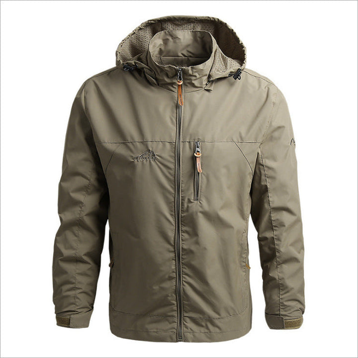 Men's Lightweight Waterproof Hooded Outdoor Jacket with Chest Pocket and Adjustable Cuffs Hudson & Parker