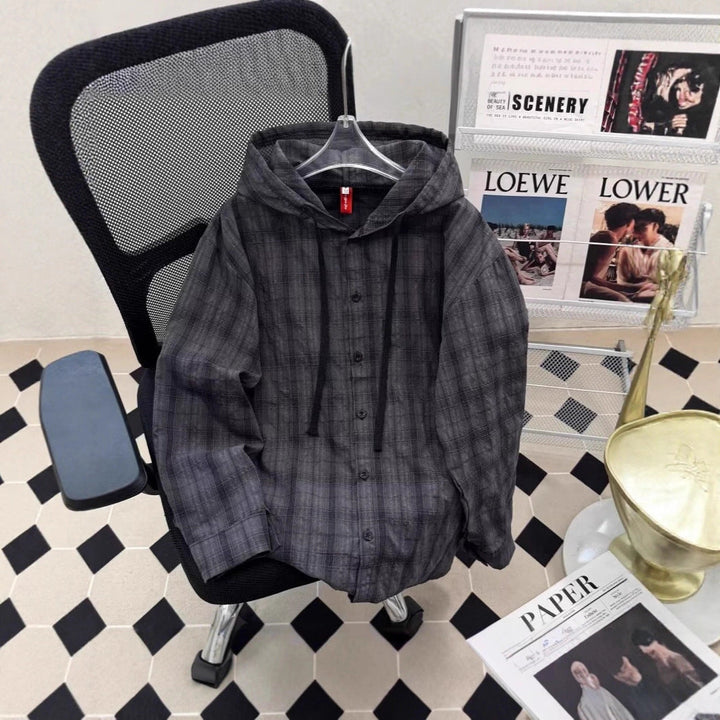 Women's URBAN CHECK HOODIE WITH BUTTON DETAILS Hudson & Parker