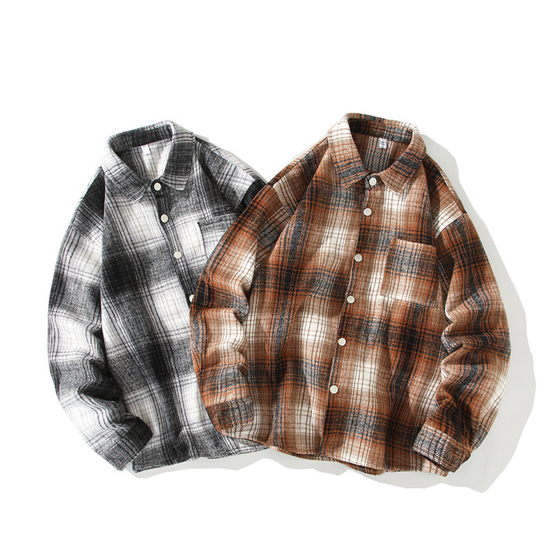 Men's Checkered Overshirt-Shirt Jacket made of Brushed Blend with Chest Pocket Hudson & Parker