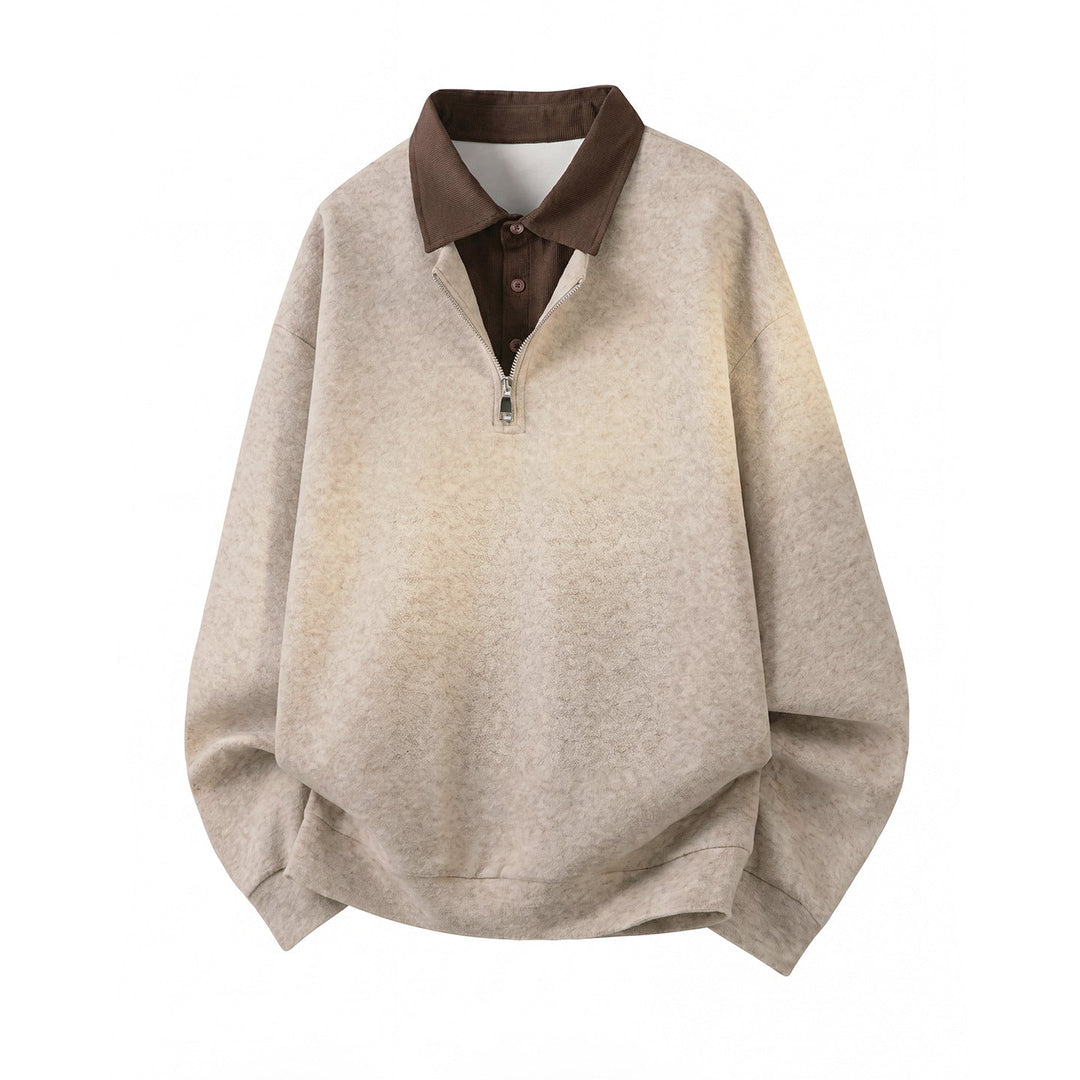 Unisex Oversize Pullover with Polo collar and half zipper Hudson & Parker