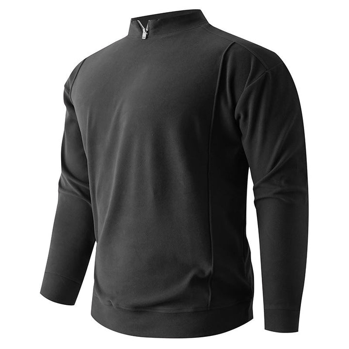 Men's Comfortable Stretch Half-Zip Sweater with Stand-Up Collar and Brushed Inner Lining Hudson & Parker