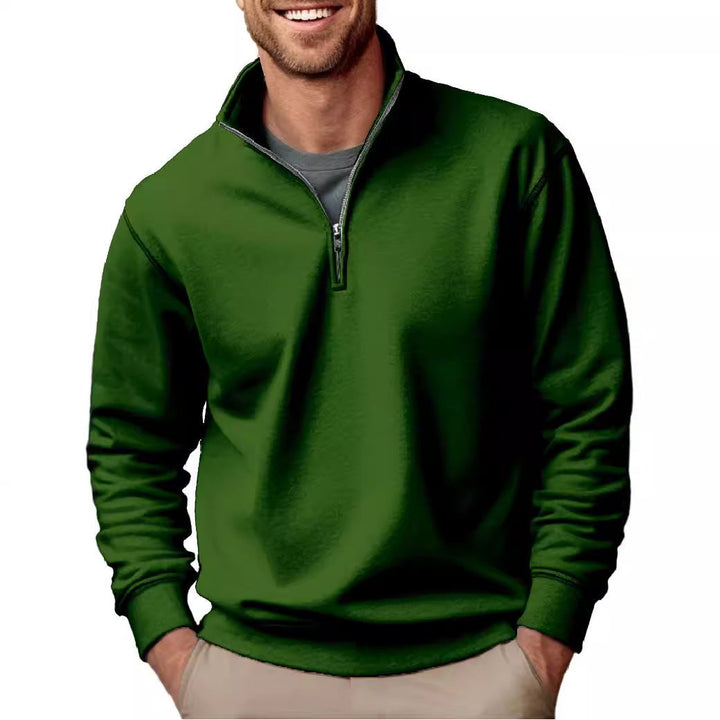 Men's half-zip sweatshirt with stand-up collar and soft fleece interior lining Hudson & Parker