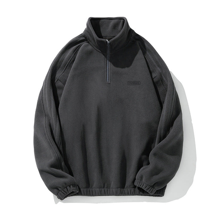 Unisex Fleece-Halfzip-Pullover with Stand-up Collar, Elastic Hem and Raglan Sleeves Hudson & Parker