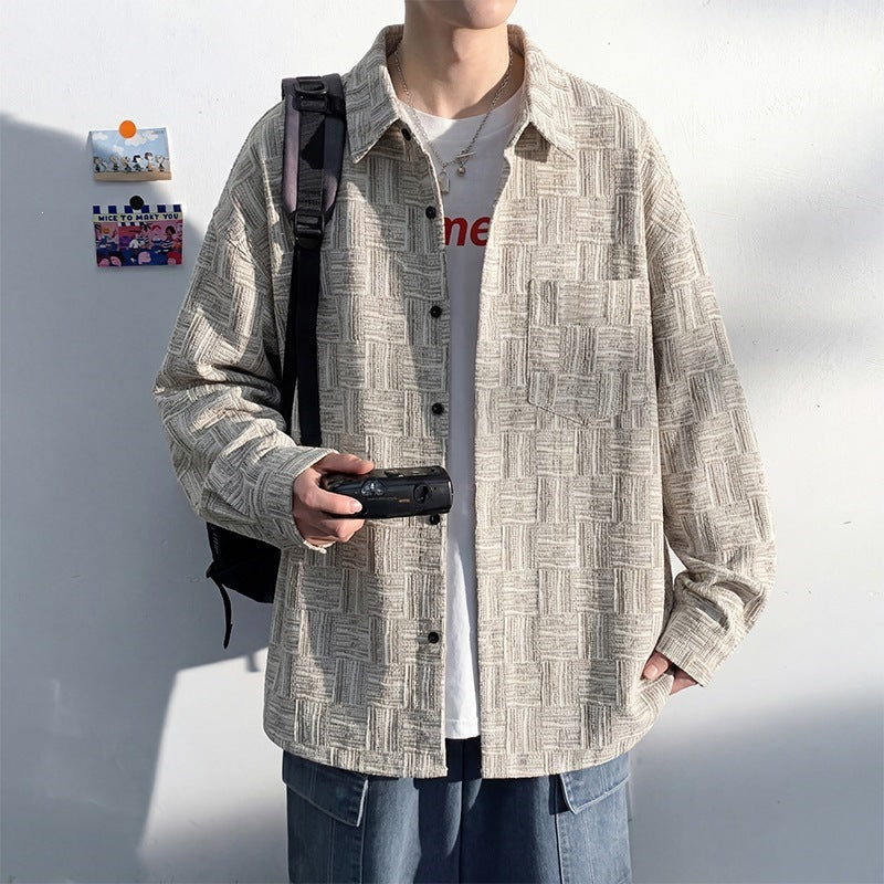 Men's overshirt jacket made of structured blend with check pattern relief Hudson & Parker