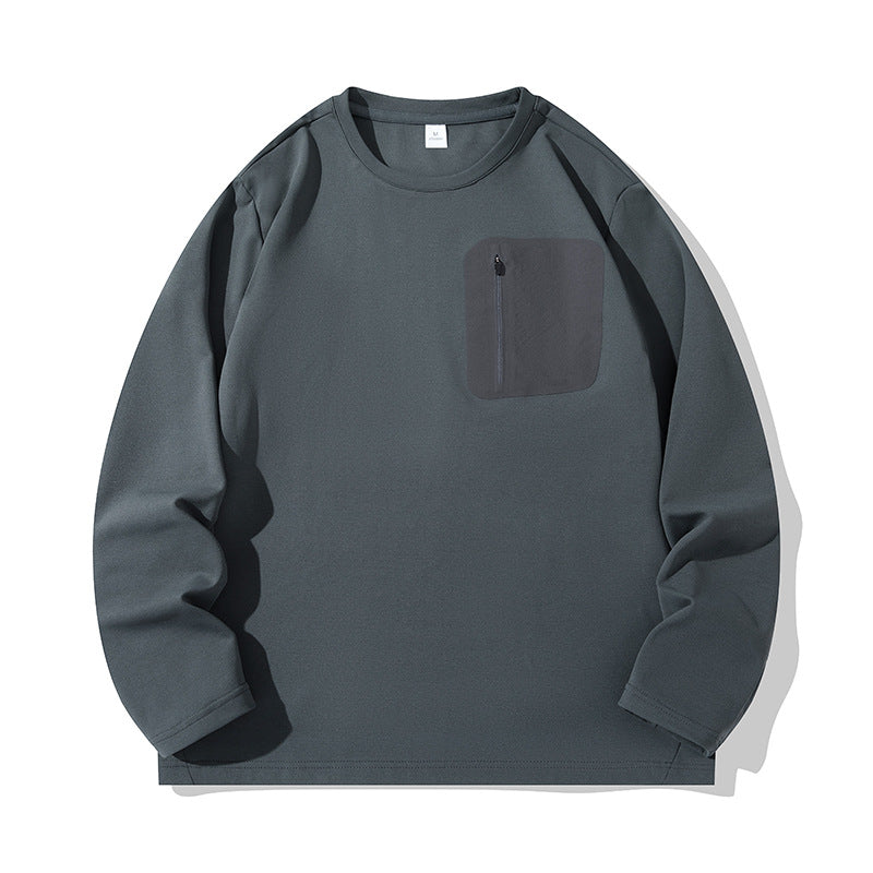Unisex Oversize Long Sleeve Sweatshirt with Chest Zipper Pocket and Crew Neck Hudson & Parker