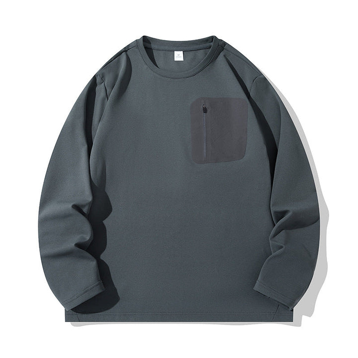 Unisex Oversize Long Sleeve Sweatshirt with Chest Zipper Pocket and Crew Neck Hudson & Parker
