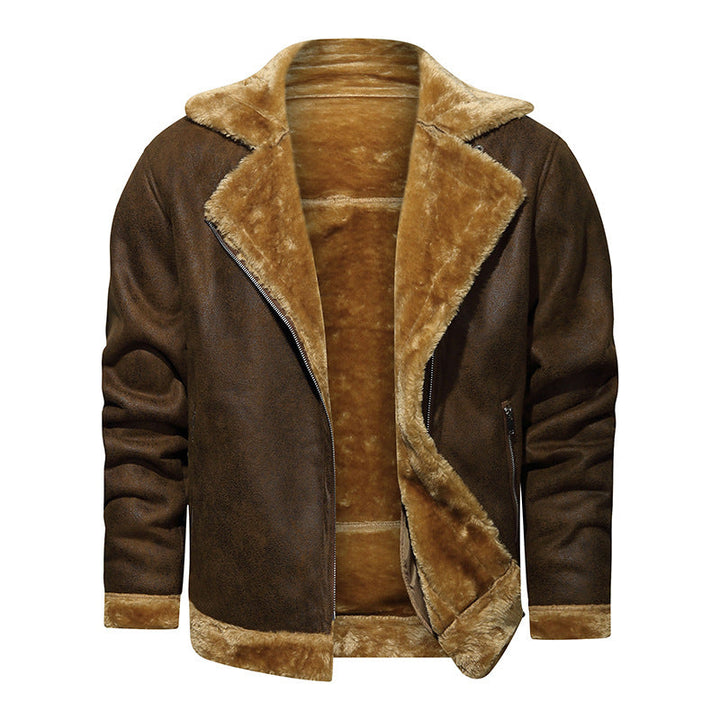 Men's Lambskin Imitation Aviator Jacket with Cozy Faux Fur Lining Hudson & Parker