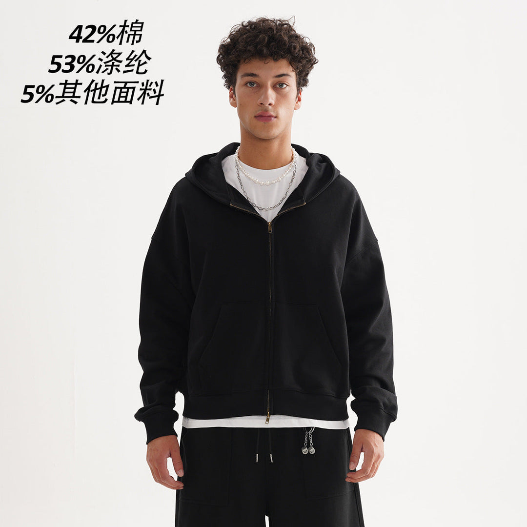 Unisex Zip-up Hooded Jacket in Boxy Cut made of Heavy French Terry Hudson & Parker