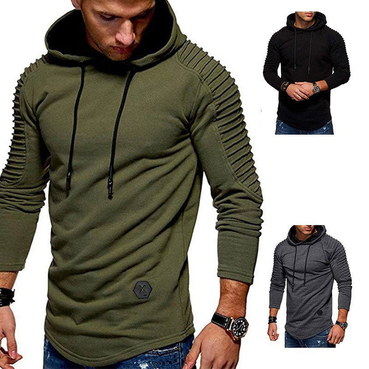 Men's Longline Hoodie with Padded Panel Sleeves and Tailored Slim Fit Hudson & Parker