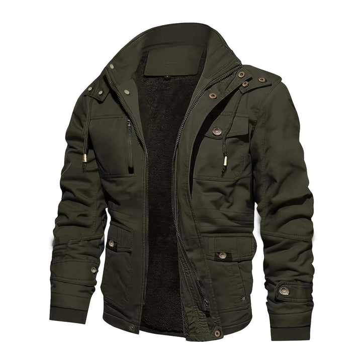 Men's thermal field jacket with teddy lining, hood, and multiple pockets Hudson & Parker