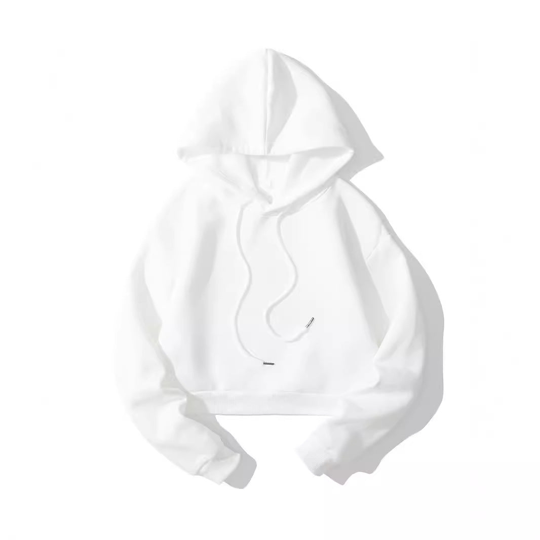 Women's cropped hoodie with soft fleece interior and elastic ribbed hem Hudson & Parker