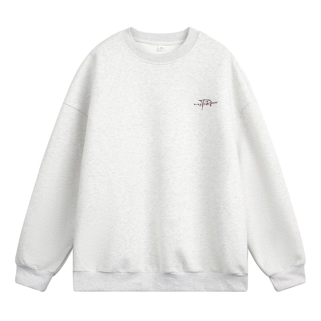 Unisex Boxy Sweatshirt with minimal script embroidery and ribbed hem Hudson & Parker