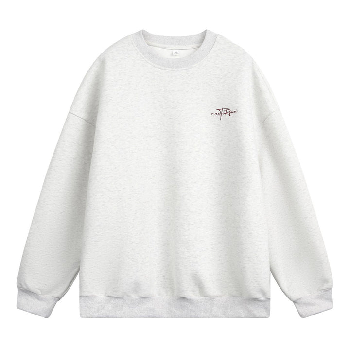 Unisex Boxy Sweatshirt with minimal script embroidery and ribbed hem Hudson & Parker