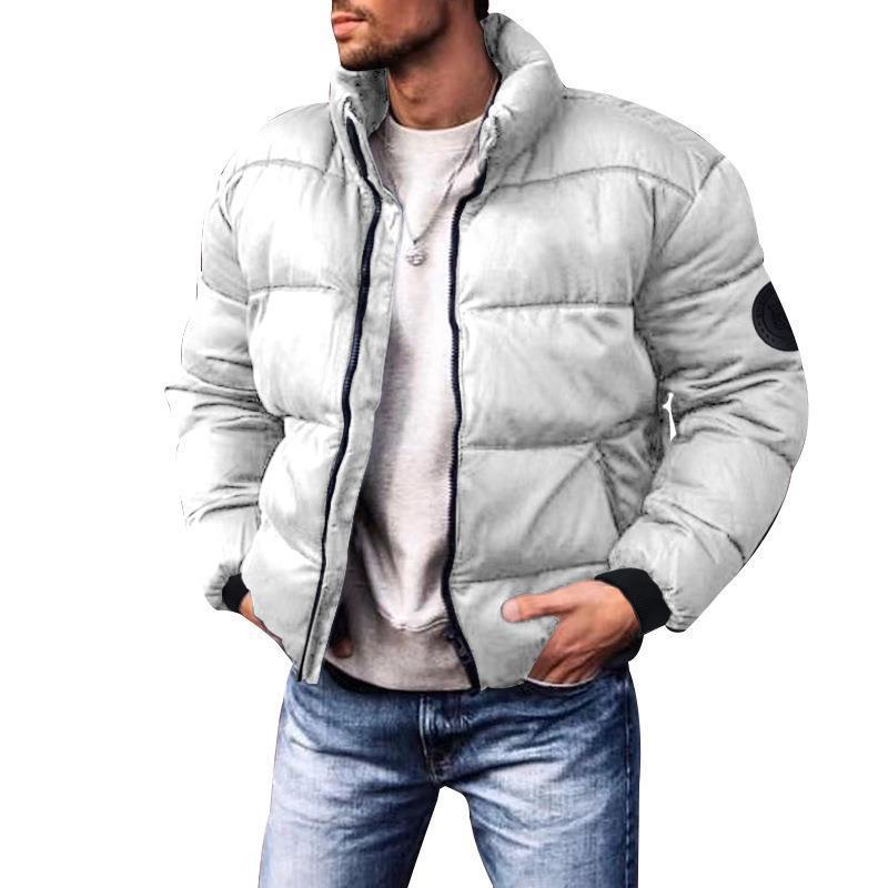 Men's Short Thermal Quilted Jacket with Body Panels, High Stand-up Collar and Elastic Cuffs Hudson & Parker