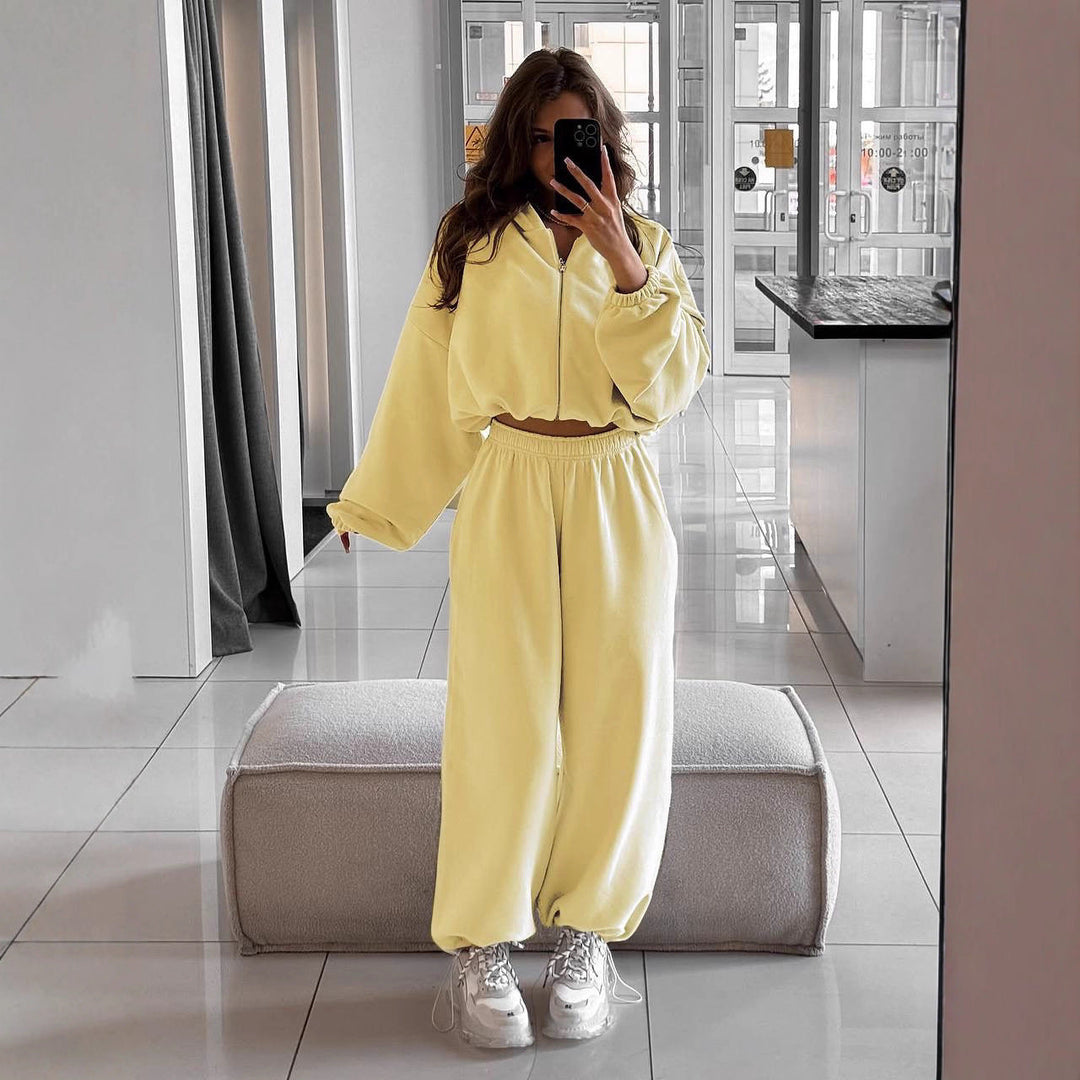 Women nan oversized hoodie jacket with full zip and high waist elastic waistband jogging pants set Hudson & Parker