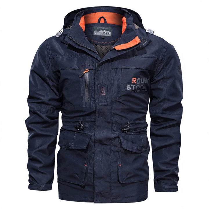 Men's Waterproof Functional Parka with Hood, Multiple Pockets and Checked Lining Hudson & Parker