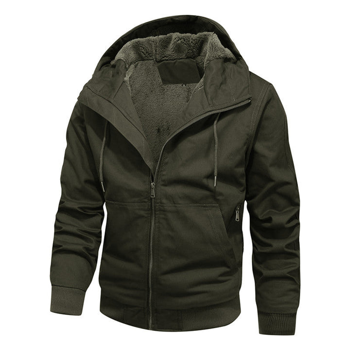 Men's padded hooded canvas jacket with Sherpa fleece lining Hudson & Parker