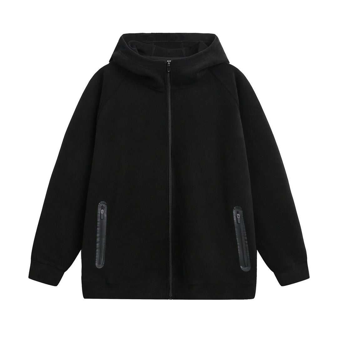 Unisex Tech hooded jacket with high funnel collar and waterproof zip pockets Hudson & Parker