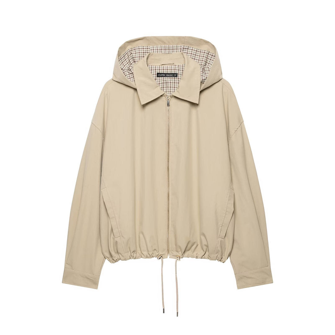 Women's lightweight hooded jacket in oversized boxy cut with drawstring hem Hudson & Parker