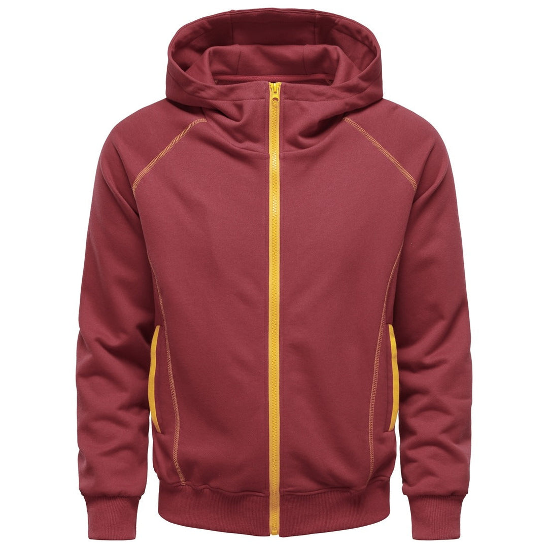 Men's hoodie zip jacket in sporty raglan style with contrast seams and ribbed cuffs Hudson & Parker