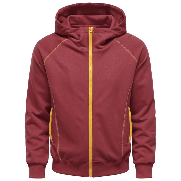 Men's hoodie zip jacket in sporty raglan style with contrast seams and ribbed cuffs Hudson & Parker