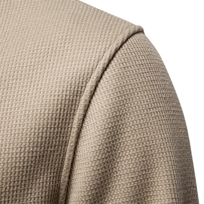 Men's waffle texture Henley pullover with short snap button closure and ribbed cuffs Hudson & Parker