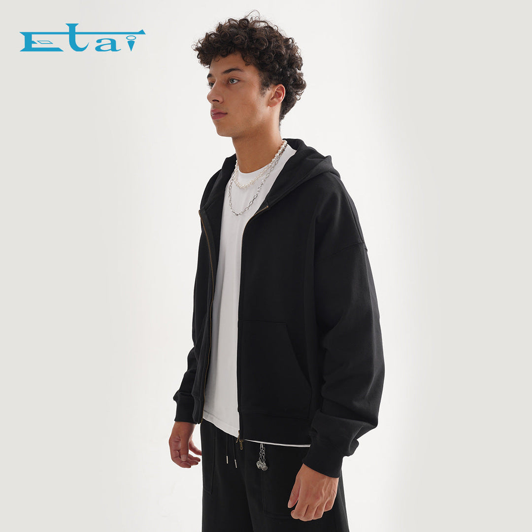 Unisex Zip-up Hooded Jacket in Boxy Cut made of Heavy French Terry Hudson & Parker