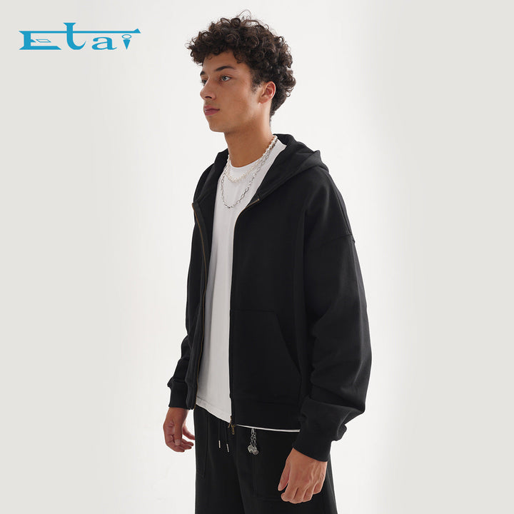 Unisex Zip-up Hooded Jacket in Boxy Cut made of Heavy French Terry Hudson & Parker