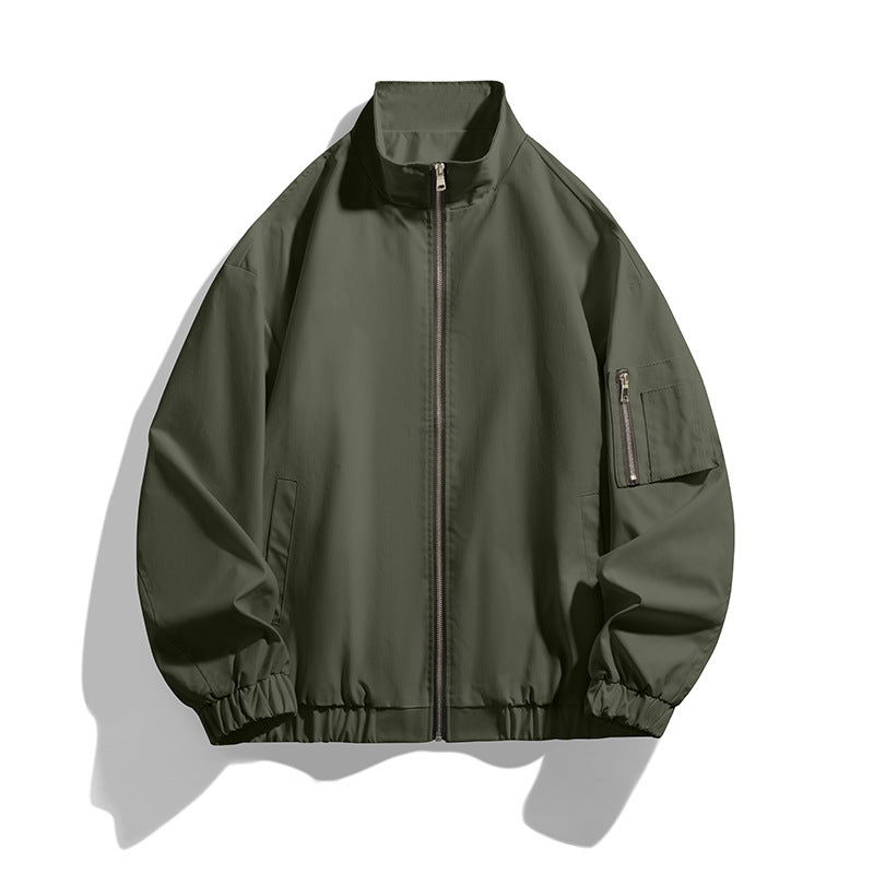 Men's Lightweight Utility Zip Jacket with Stand Collar, Arm Pocket and Elastic Hem Hudson & Parker