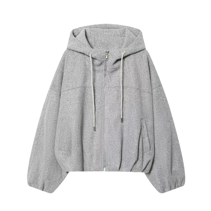 Women Oversize Blend Hoodie with Zip and Drawstring Hudson & Parker