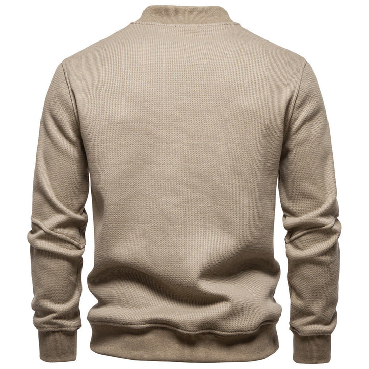 Men's waffle texture Henley pullover with short snap button closure and ribbed cuffs Hudson & Parker