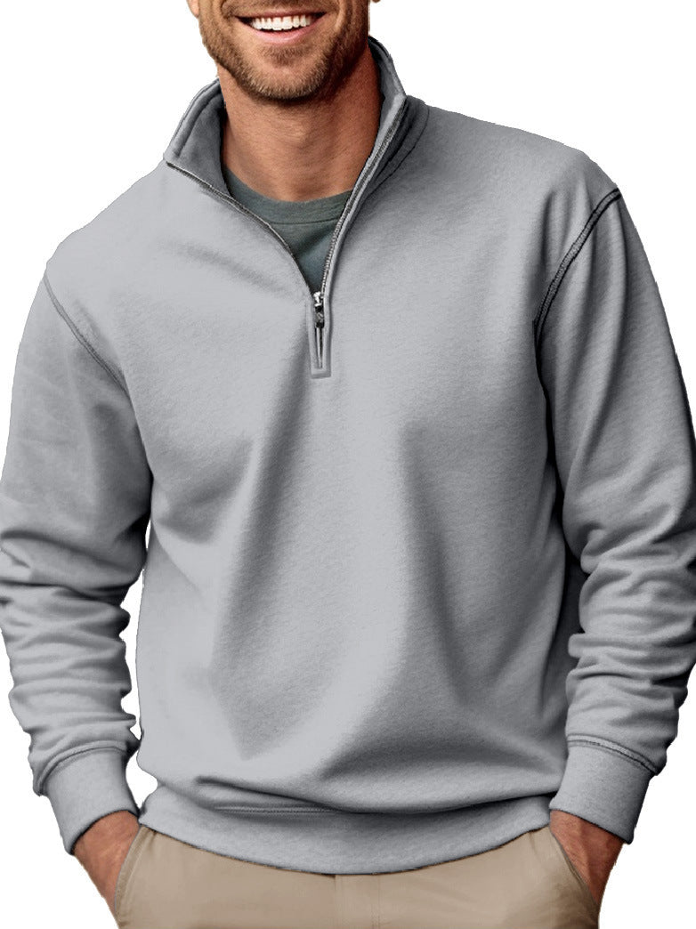 Men's half-zip sweatshirt with stand-up collar and soft fleece interior lining Hudson & Parker