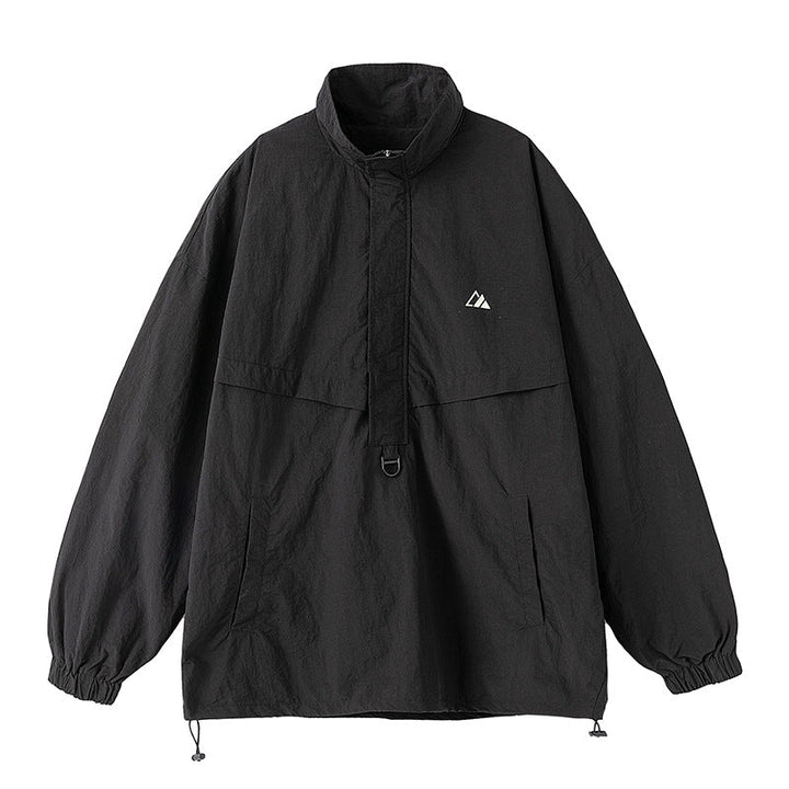 Unisex Lightweight Oversized Anorak with Half Zip, Utility D-Ring and Adjustable Hem Hudson & Parker