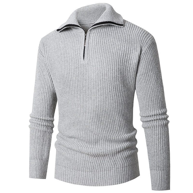Men's coarse structure half-zip mock neck pullover made of thermoregulating blend Hudson & Parker