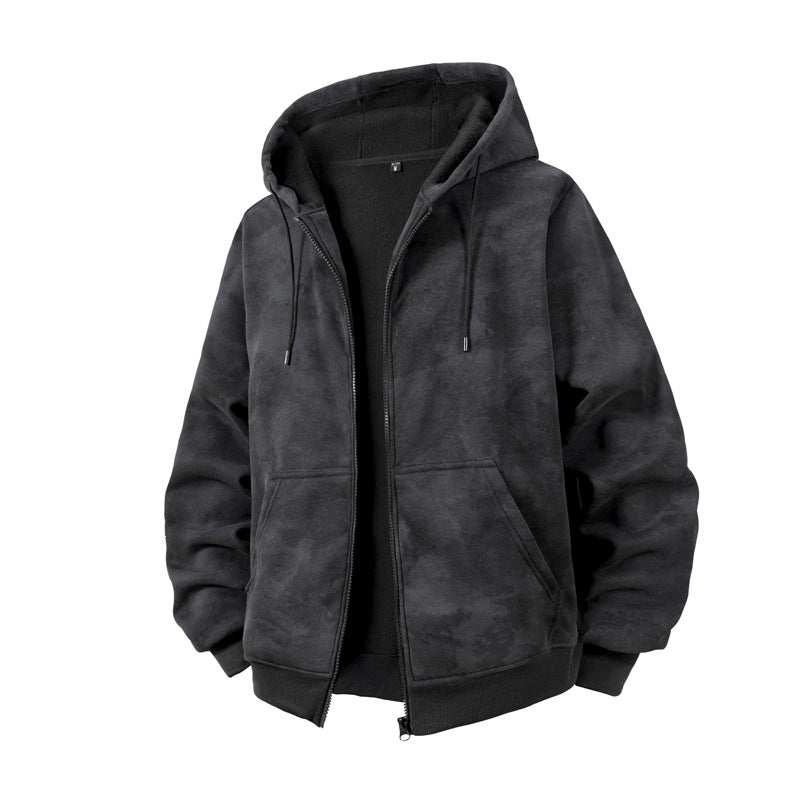 Unisex Oversized Hooded Zip Jacket made of heavy French Terry with Kangaroo Pockets Hudson & Parker