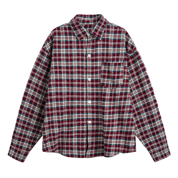 Unisex flannel check shirt jacket with chest pocket and boxy cut Hudson & Parker