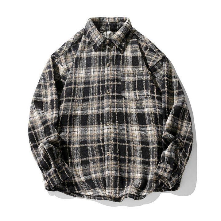 Unisex overshirt in fleece check pattern with boxy cut and patch chest pocket Hudson & Parker