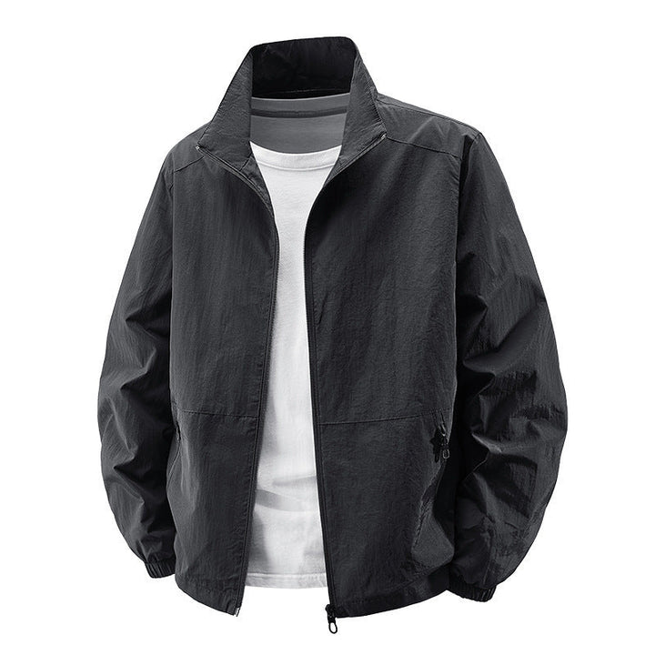 Men's breathable lightweight windbreaker with stand-up collar, elastic cuffs and concealed zippered pockets Hudson & Parker