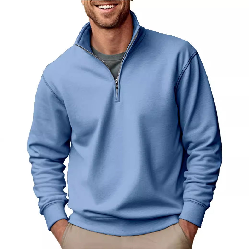 Men's half-zip sweatshirt with stand-up collar and soft fleece interior lining Hudson & Parker