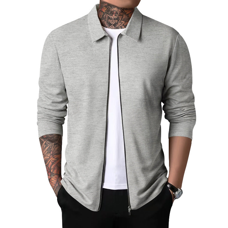 Men's nano structured shirt jacket with waffle structure, full-length zipper and slim fit Hudson & Parker
