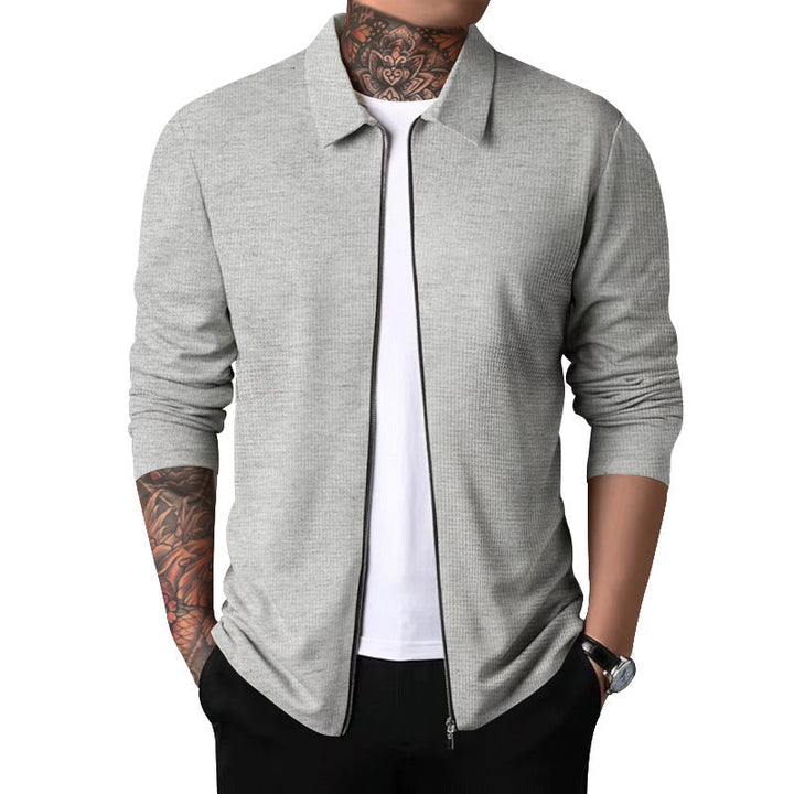 Men's nano structured shirt jacket with waffle structure, full-length zipper and slim fit Hudson & Parker