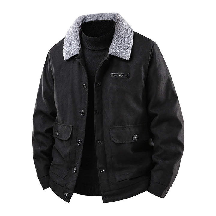 Men's canvas jacket with teddy collar and patch pockets Hudson & Parker